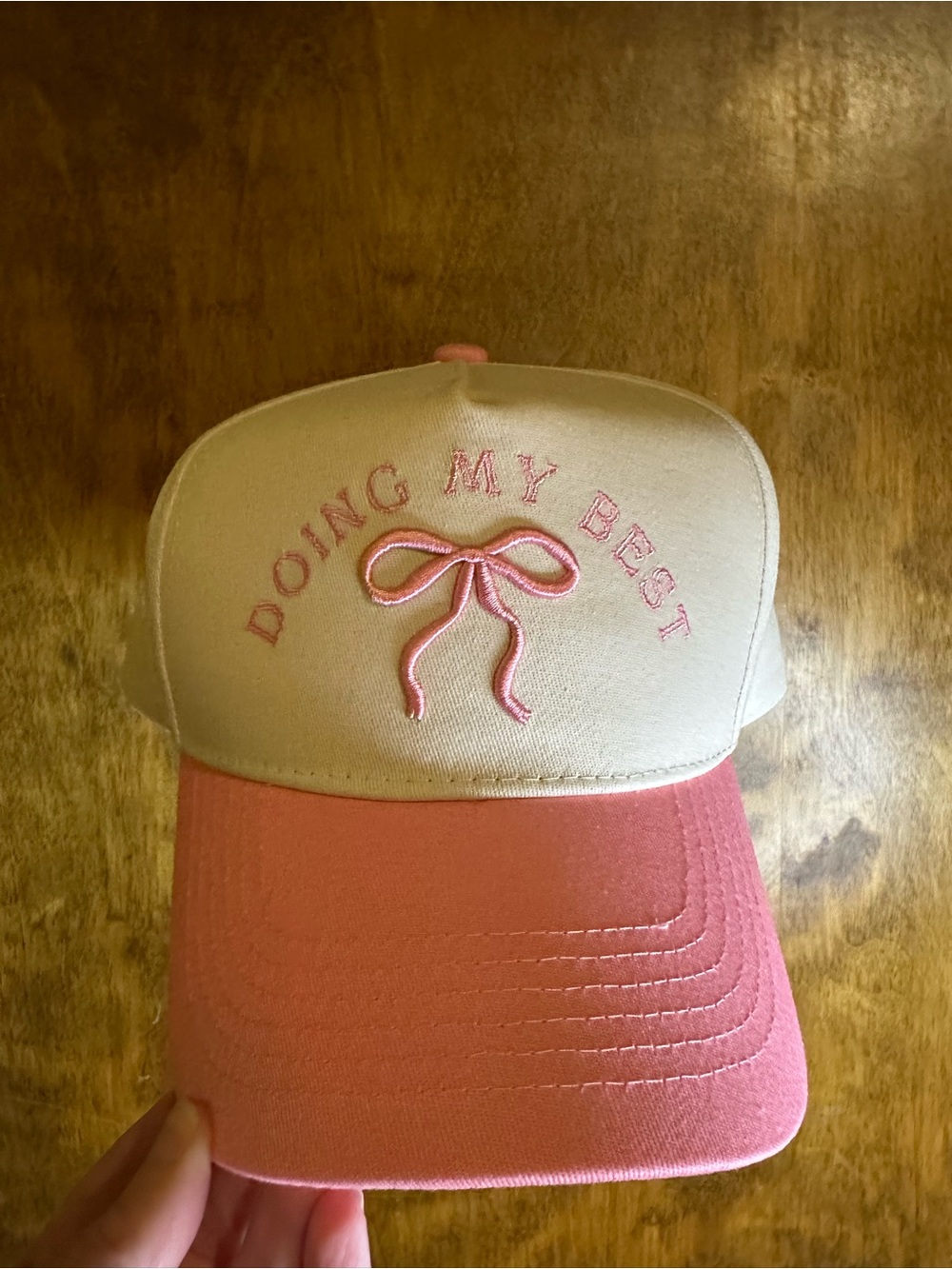 “Doing My Best" Pink and Cream Baseball Cap